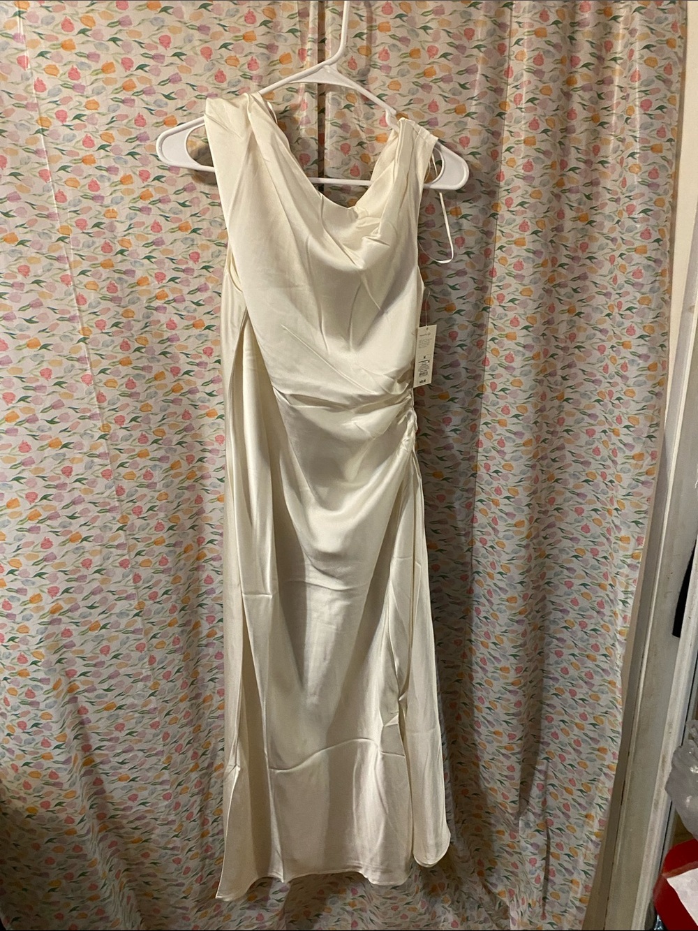 a new day Cream Satin Draped Maxi Dress
